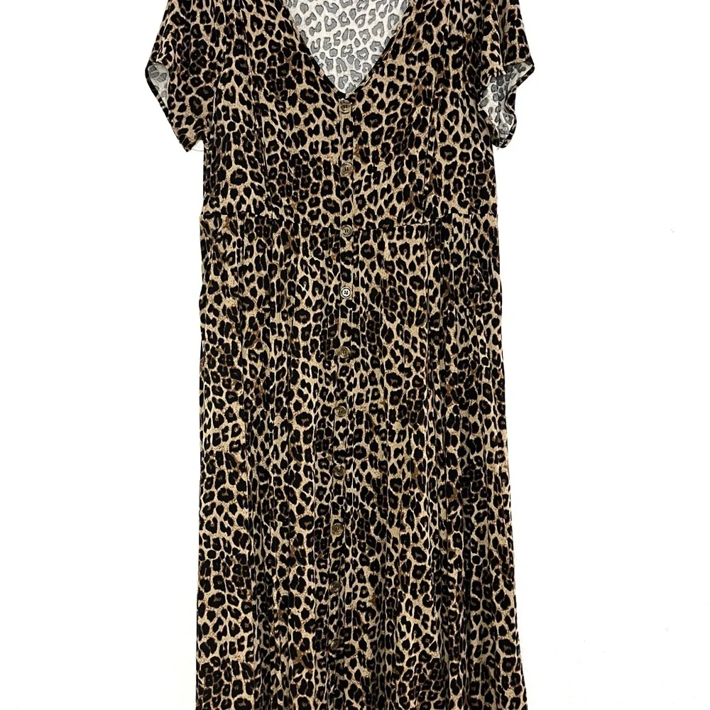 Torrid Leopard Button-Front Dress Size 2 - Picture 5 of 12
